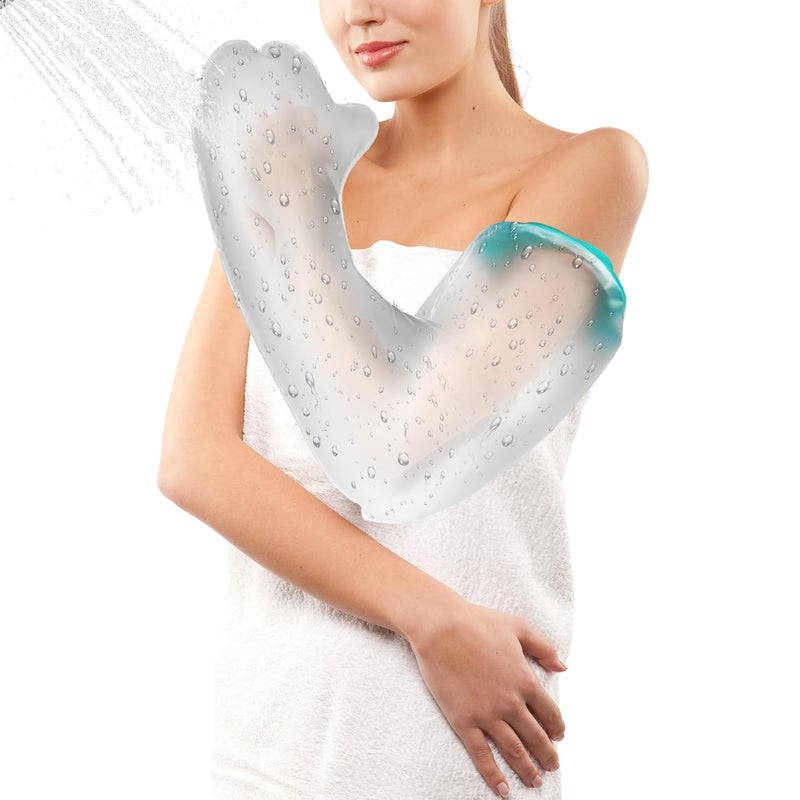 mosago Waterproof Cast Covers for Shower Arm Adult, Sleeve Protector Bag After Surgery/Wound/Fracture/Bandage/Broken Hand, Water Proof Plastic Sleeves to Cover Arms /Toddler Showering in Bath Finger Large - Image 1